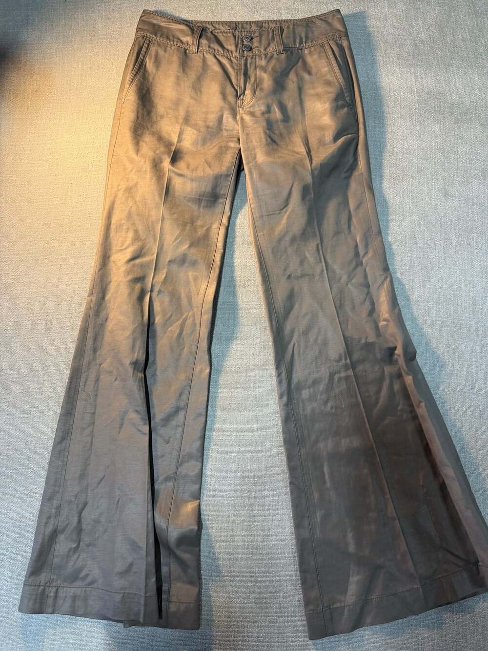 7 For All Mankind Women's Beige Tailored Flared Trousers